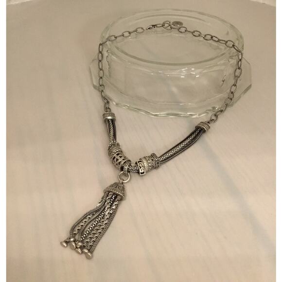 SILPADA Sterling Silver Ornate Gathered Tassel Necklace Retired N2305 MSR $329 - Picture 3 of 4